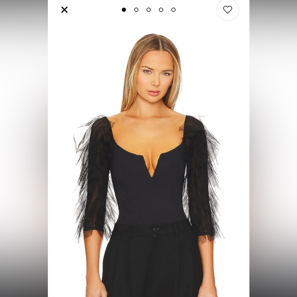 Free People Black Bodysuit size small puff sleeve